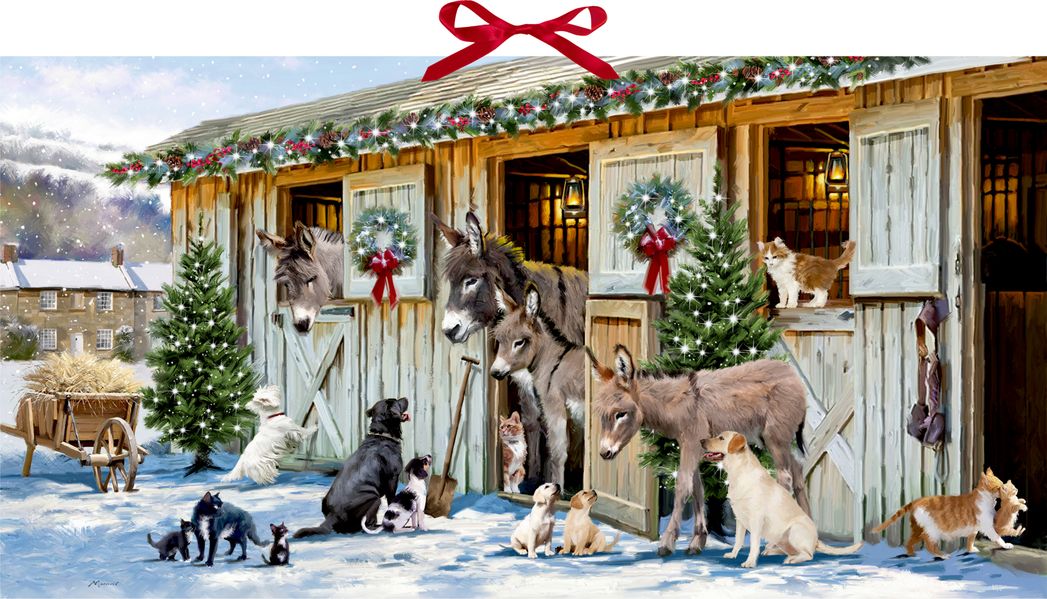 Wand-Adventskalender - Weihnacht bei den Tieren im Stall