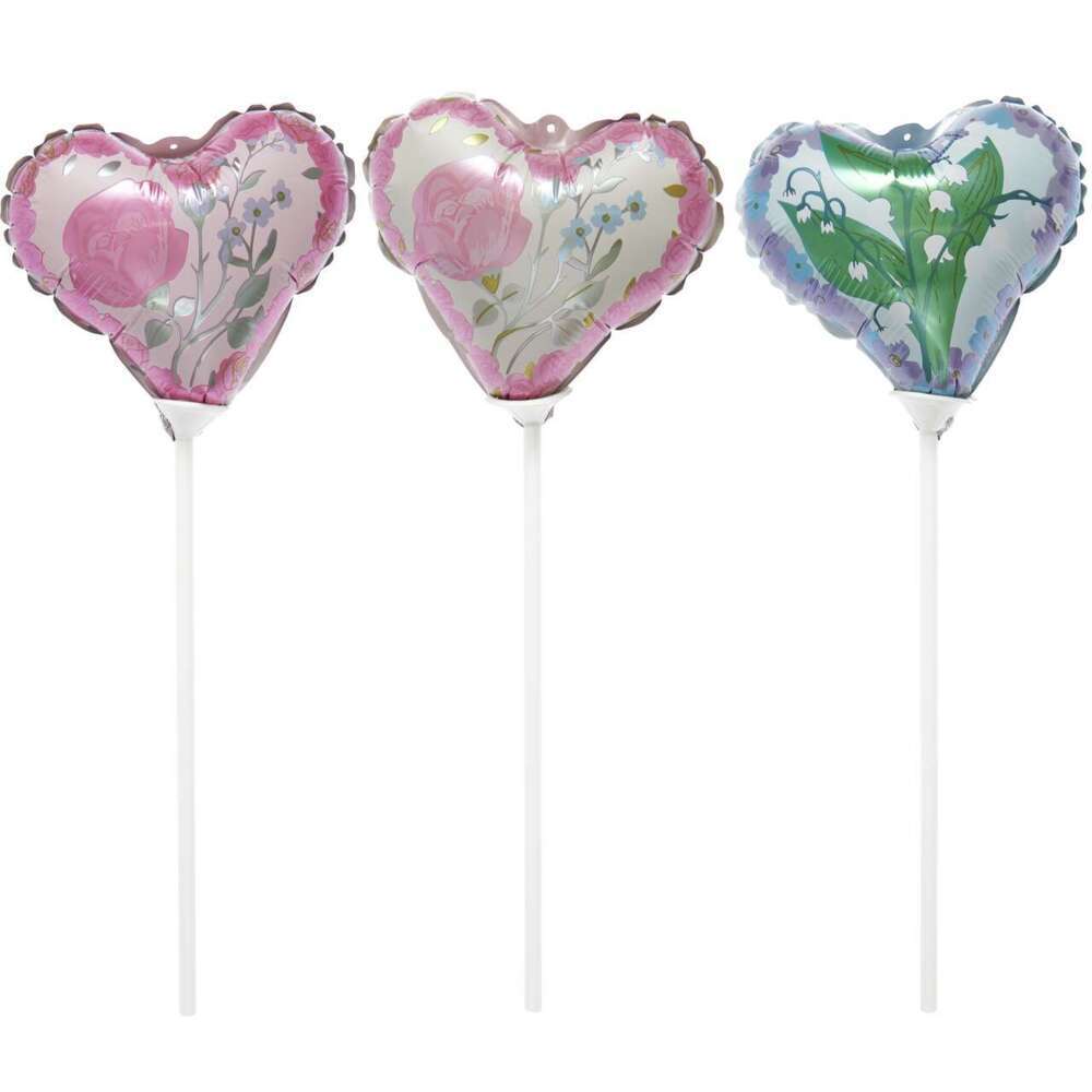 Mini Folienballon Set Florale Herzen