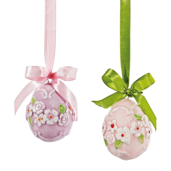 2er-Set Keramik-Anhänger 'Ostergrüße'