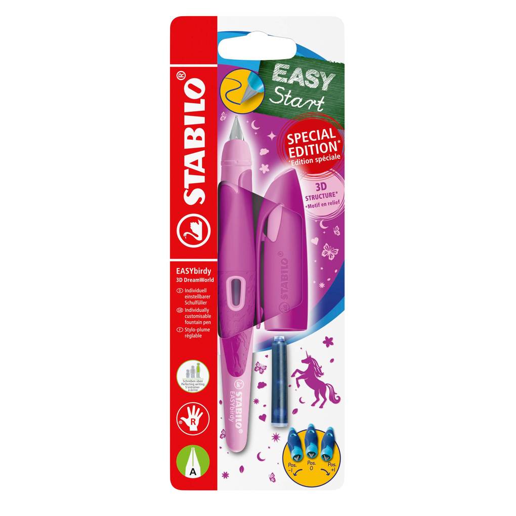 STABILO Füller EASYbirdy 3D DreamWorld Special Edition pink für Rechtshänder Feder A