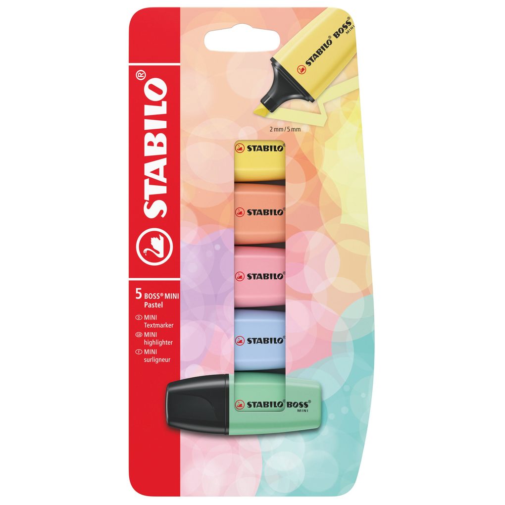 STABILO Textmarker BOSS MINI Pastel 5er Set 5 Farben 5 Farben