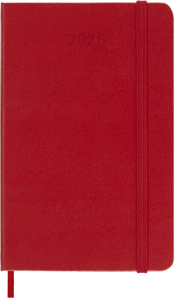 Moleskine Germany Moleskine 12 Monate Wochen Notizkalender 2026 Pocket/A6 1 Wo = 1 Seite Rechts Linierte Seite Fester Einband Scharlachrot