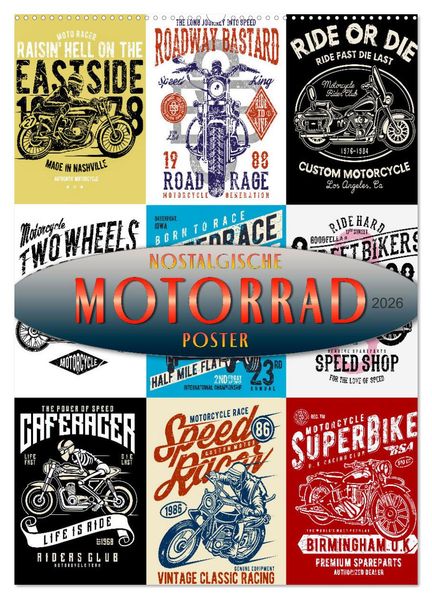 Motorrad - nostalgische Poster (Wandkalender 2026 DIN A2 hoch) CALVENDO Monatskalender