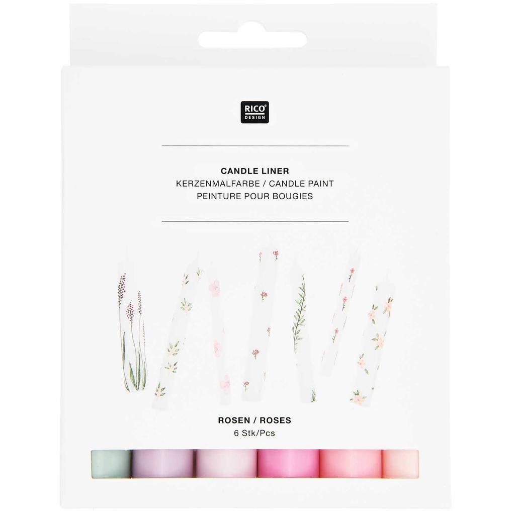 Candle liner Set Roses 6-tlg Hellrosa Pink Magenta Flieder Lila Salbei