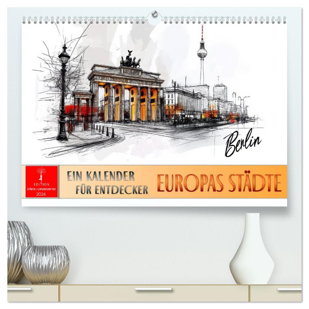 Europas Städte - ein Kalender für Entdecker (hochwertiger Premium Wandkalender 2026 DIN A2 quer) Kunstdruck in Hochglanz