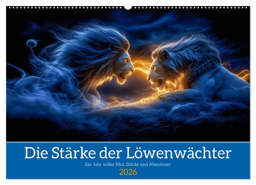 Die Stärke der Löwenwächter (Wandkalender 2026 DIN A2 quer) CALVENDO Monatskalender