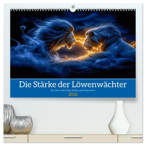 Die Stärke der Löwenwächter (hochwertiger Premium Wandkalender 2026 DIN A2 quer) Kunstdruck in Hochglanz