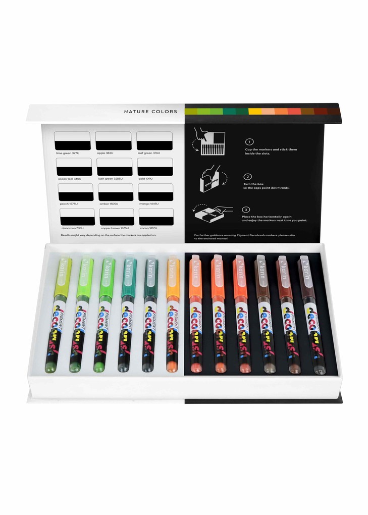 KARIN Marker PIGMENT decobrush Nature Colors Collection 12er Set