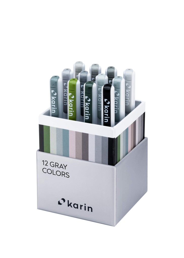 KARIN Marker Realbrush PRO Gray Colors 12er Pinsel Set