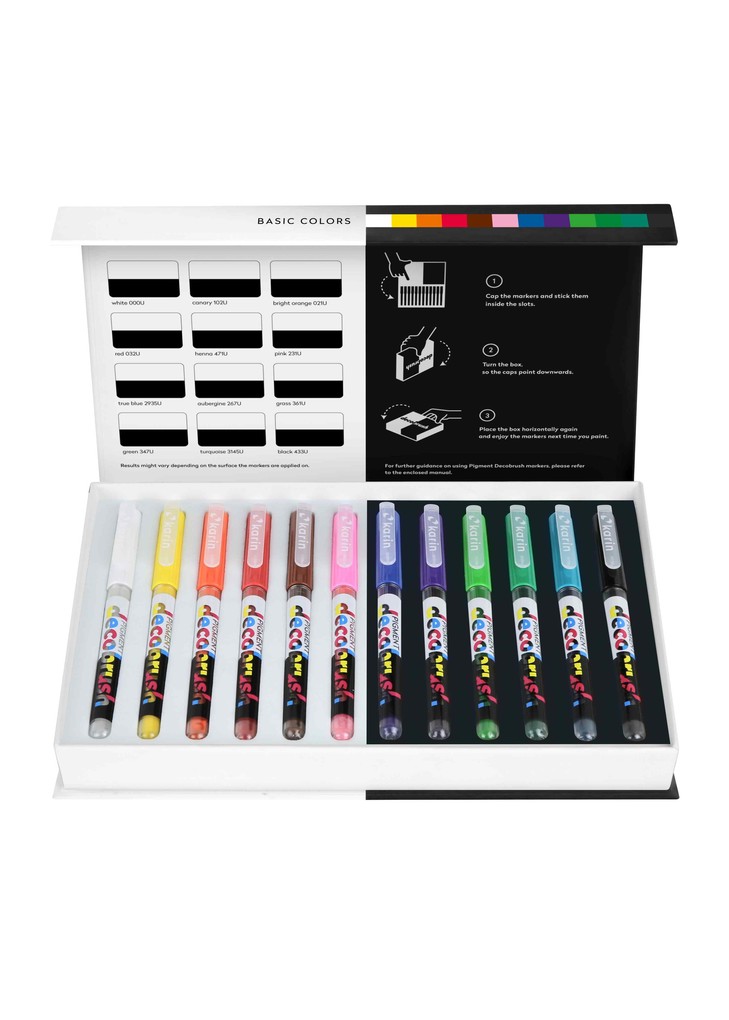KARIN Marker PIGMENT decobrush Basic Colors Collection 12er Set