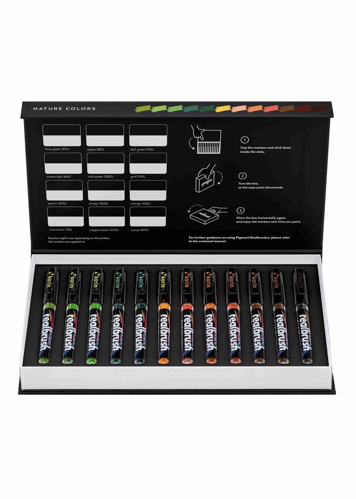 KARIN Marker Realbrush PIGMENT Nature Colors Collection 12er Pinsel Set