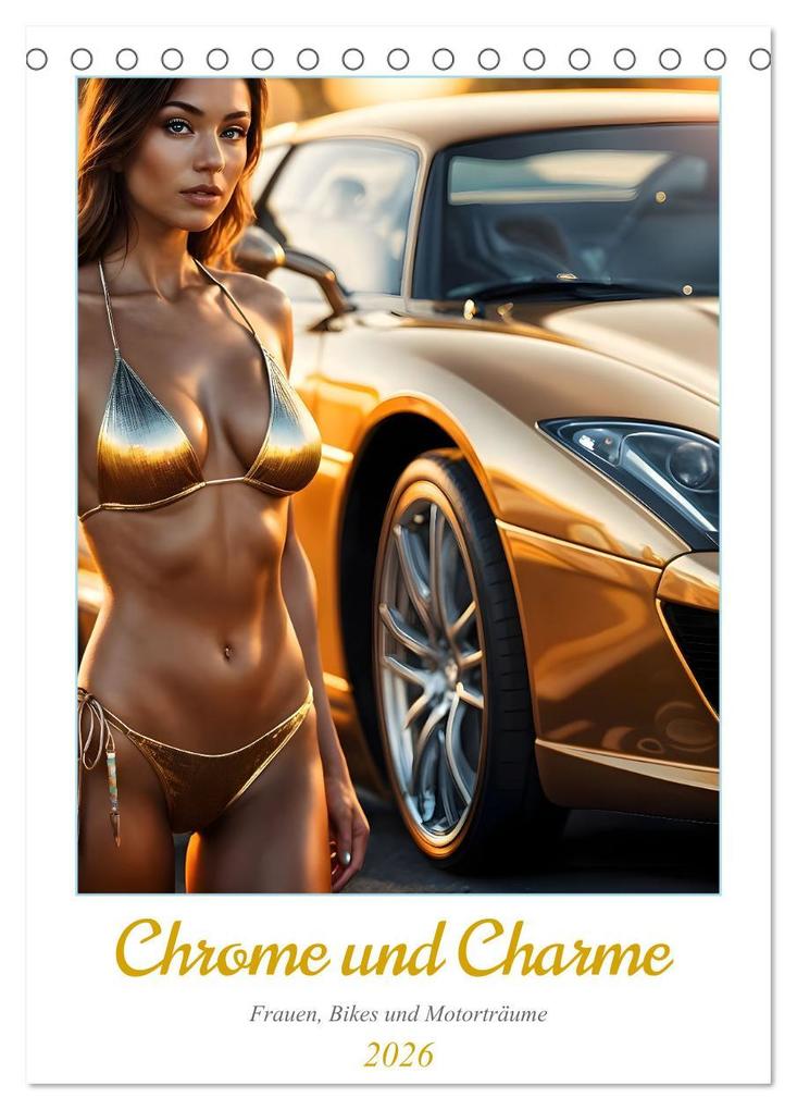Chrome und Charme - Frauen Bikes und Motorträume (Tischkalender 2026 DIN A5 hoch) CALVENDO Monatskalender