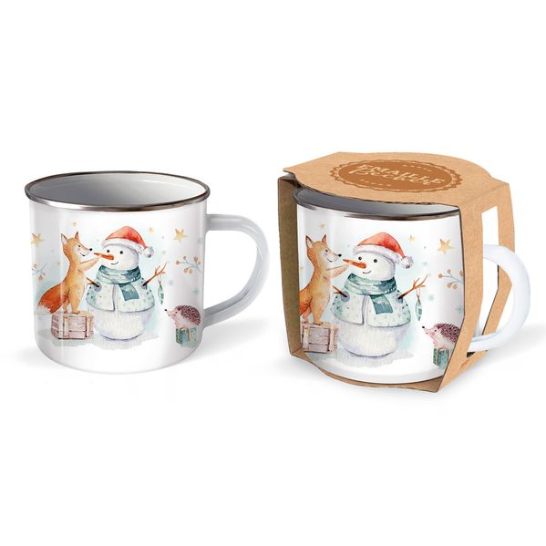 Trötsch Emaille Becher Tasse Winterwald