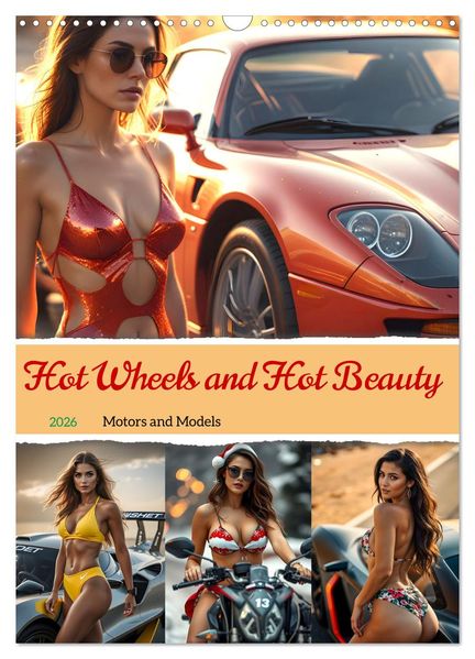 Hot Wheels and Hot Beauty - Motors and Models (Wall Calendar 2026 DIN A3 portrait) CALVENDO 12 Month Wall Calendar