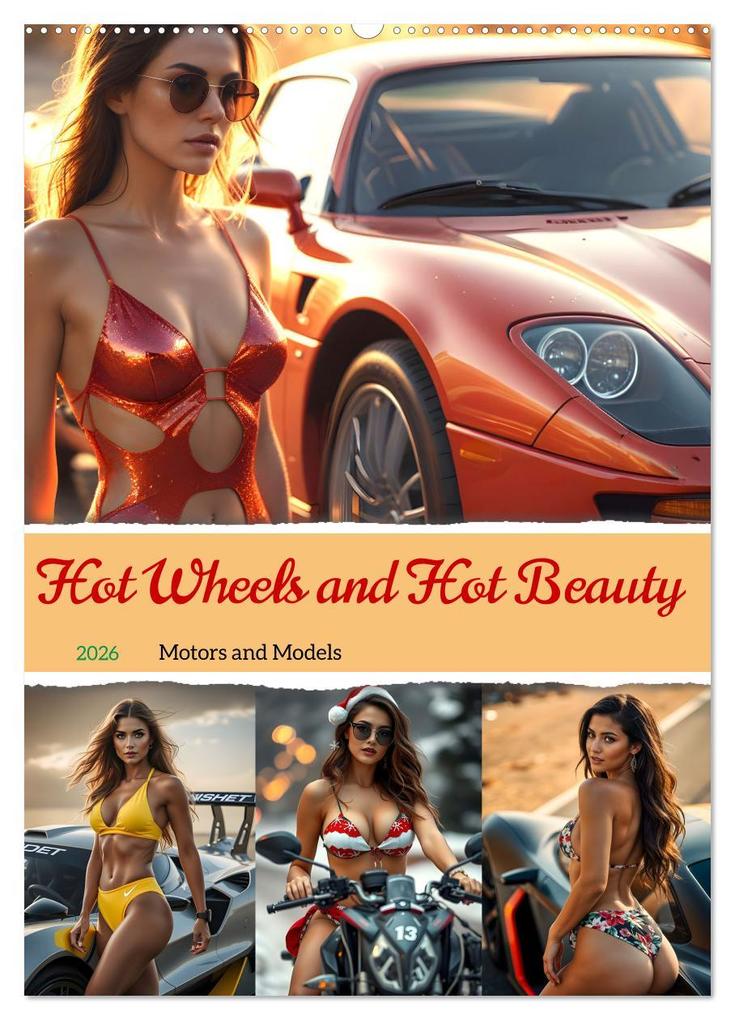 Hot Wheels and Hot Beauty - Motors and Models (Wall Calendar 2026 DIN A2 portrait) CALVENDO 12 Month Wall Calendar