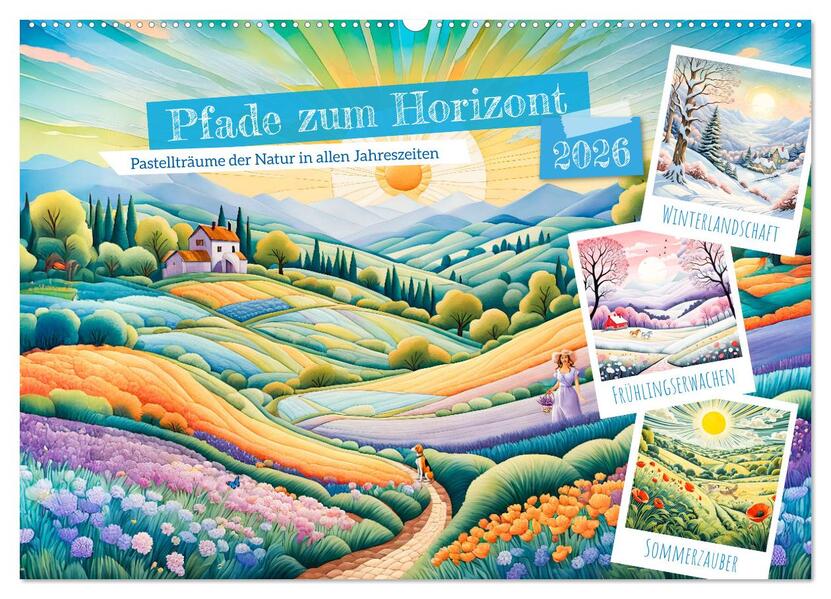 Pfade zum Horizont - Pastellträume der Natur in allen Jahreszeiten (Wandkalender 2026 DIN A2 quer) CALVENDO Monatskalender