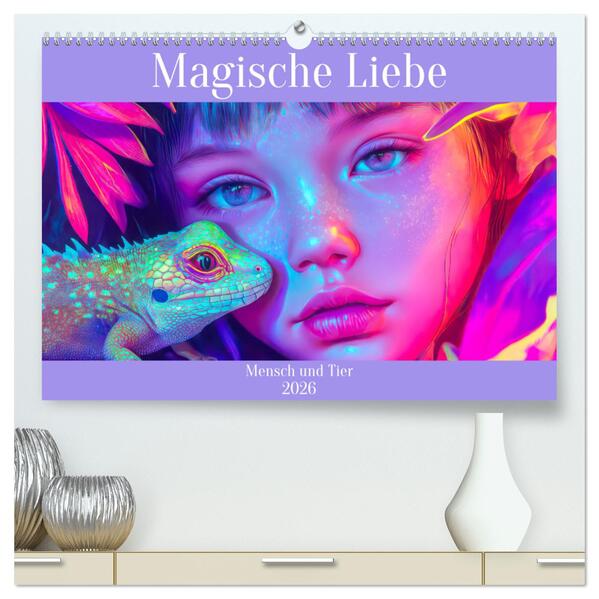 Magische Liebe - Mensch und Tier (hochwertiger Premium Wandkalender 2026 DIN A2 quer) Kunstdruck in Hochglanz