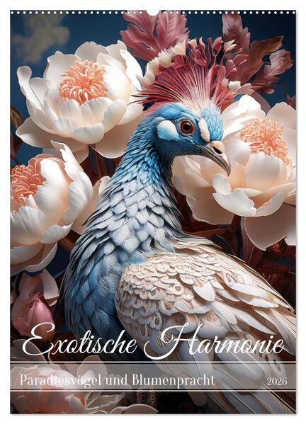 Exotische Harmonie - Paradiesvögel und Blumenpracht (Wandkalender 2026 DIN A2 hoch) CALVENDO Monatskalender