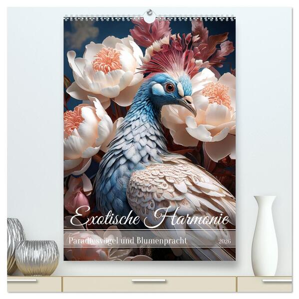 Exotische Harmonie - Paradiesvögel und Blumenpracht (hochwertiger Premium Wandkalender 2026 DIN A2 hoch) Kunstdruck in Hochglanz