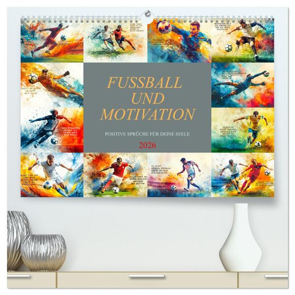 Fußball und Motivation (hochwertiger Premium Wandkalender 2026 DIN A2 quer) Kunstdruck in Hochglanz