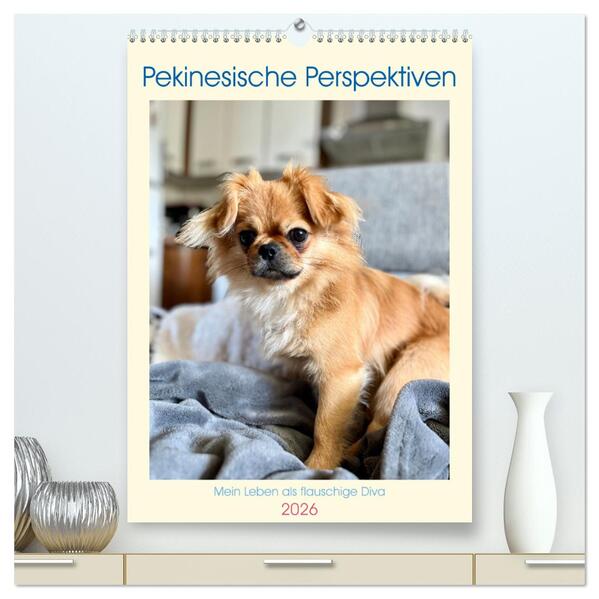 Pekinesische Perspektiven - Mein Leben als flauschige Diva (hochwertiger Premium Wandkalender 2026 DIN A2 hoch) Kunstdruck in Hochglanz