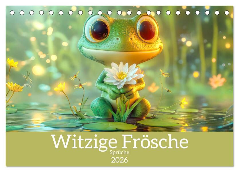 Witzige Frösche - Sprüche (Tischkalender 2026 DIN A5 quer) CALVENDO Monatskalender