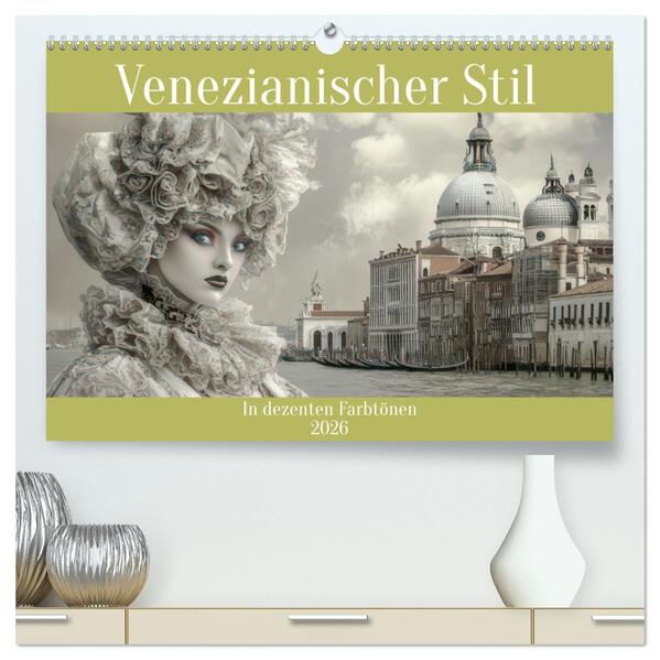 Venezianischer Stil - In dezenten Farbtönen (hochwertiger Premium Wandkalender 2026 DIN A2 quer) Kunstdruck in Hochglanz