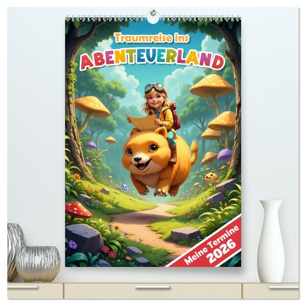 Traumreise ins Abenteuerland - Planer für Kinder (hochwertiger Premium Wandkalender 2026 DIN A2 hoch) Kunstdruck in Hochglanz