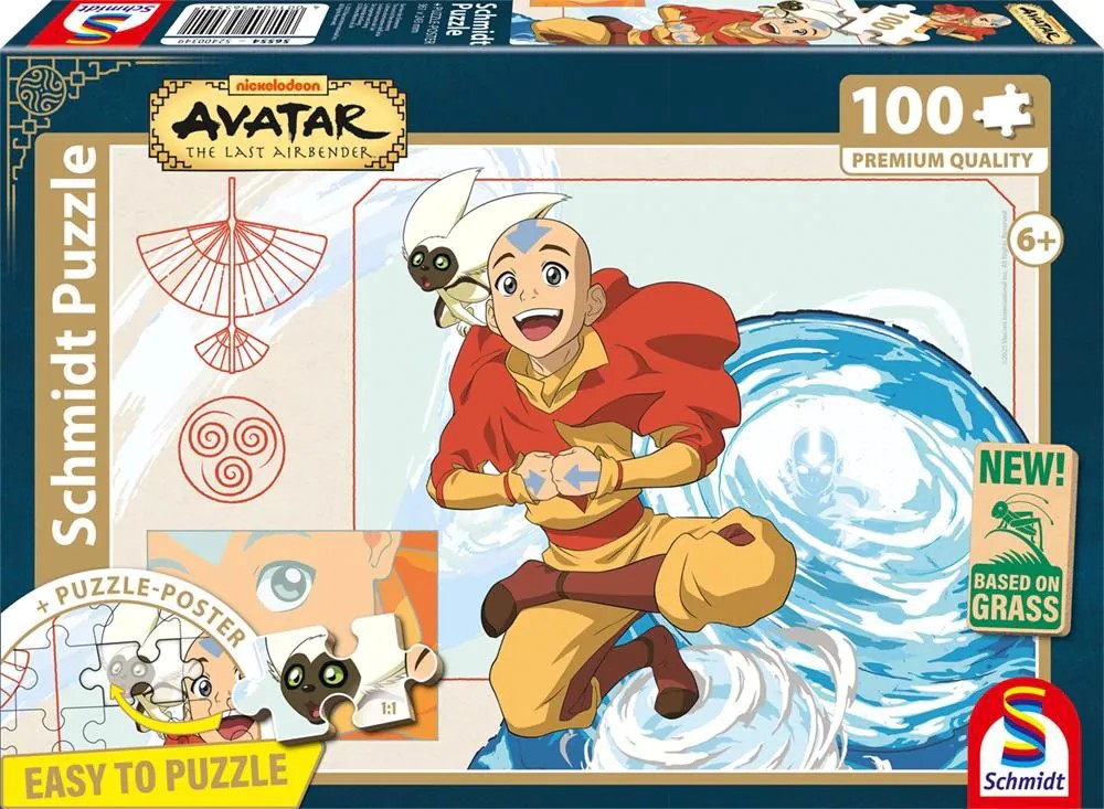Schmidt 56554 - Avatar Der Herr der Element Puzzle mit Poster 100 Teile aus NATPAX® Graspappe