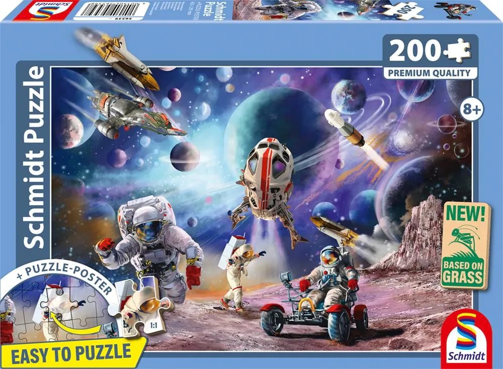 Schmidt 56539 - Weltraummission Puzzle mit Poster 200 Teile aus NATPAX® Graspappe