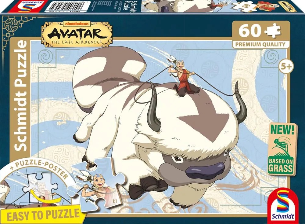 Schmidt 56553 - Avatar Appa und Aang Puzzle mit Poster 60 Teile aus NATPAX® Graspappe