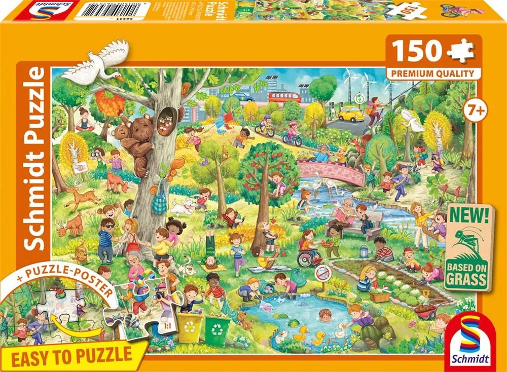 Schmidt 56531 - Spiel Spaß und Umweltschutz Puzzle mit Poster 150 Teile aus NATPAX® Graspappe