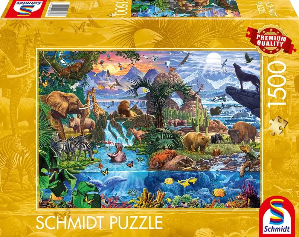 Schmidt 58866 - Panorama der Tierwelt Flussidyll in den Bergen Puzzle 1500 Teile