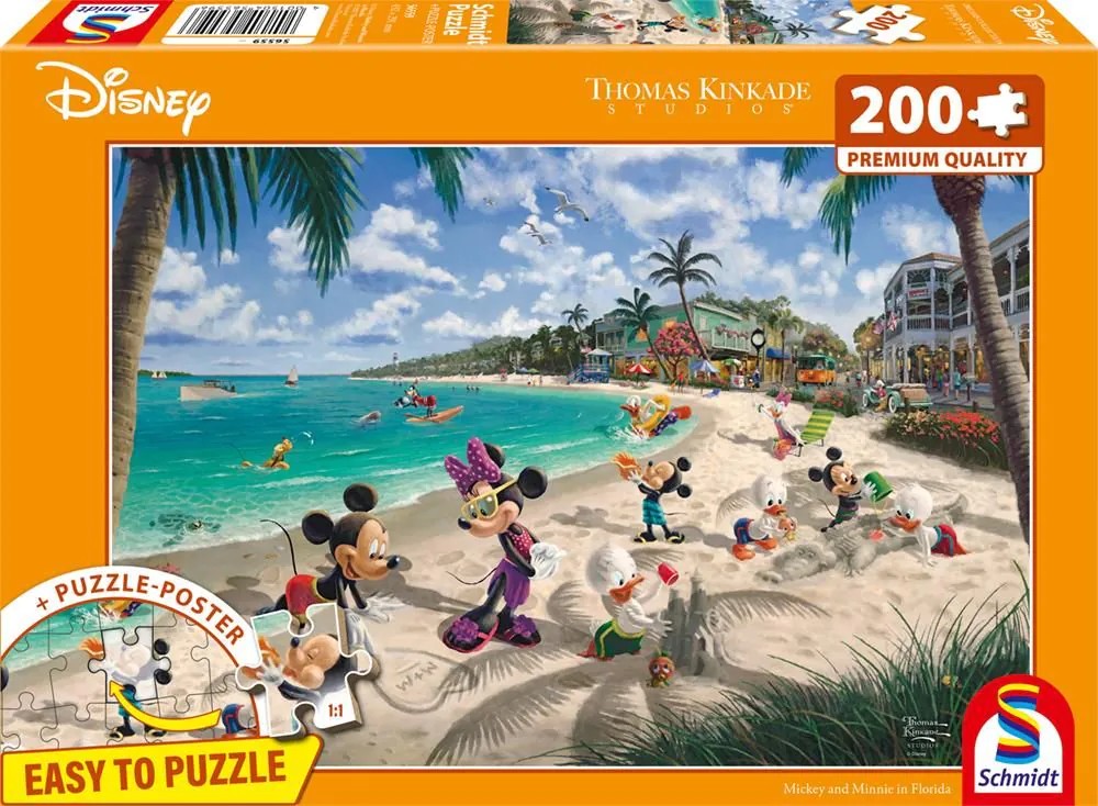 Schmidt 56559 - Disney Mickey and Minnie in Florida Puzzle mit Poster 200 Teile aus NATPAX® Graspappe