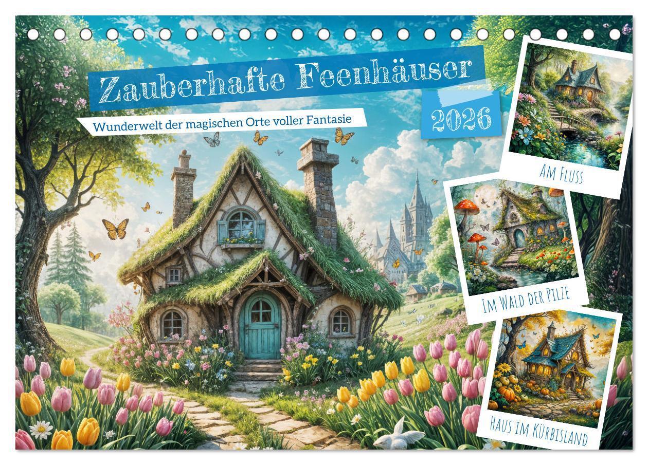 Zauberhafte Feenhäuser - Wunderwelt der magischen Orte voller Fantasie (Tischkalender 2026 DIN A5 quer) CALVENDO Monatskalender
