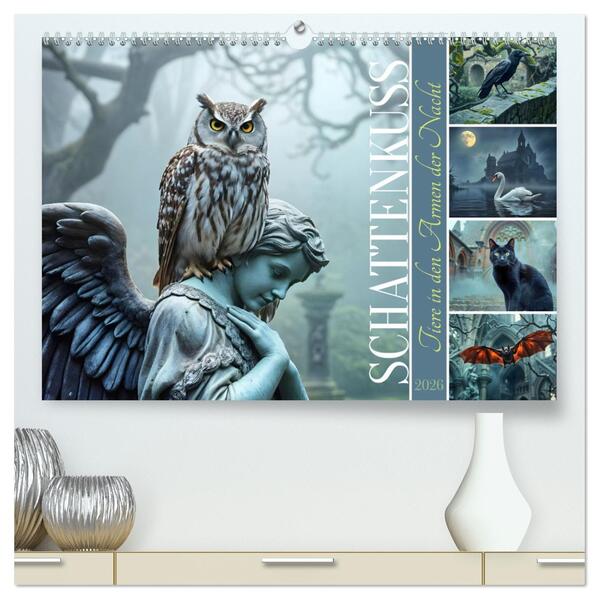 Schattenkuss - Tiere in den Armen der Nacht (hochwertiger Premium Wandkalender 2026 DIN A2 quer) Kunstdruck in Hochglanz
