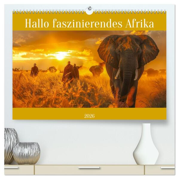 Hallo faszinierendes Afrika (hochwertiger Premium Wandkalender 2026 DIN A2 quer) Kunstdruck in Hochglanz