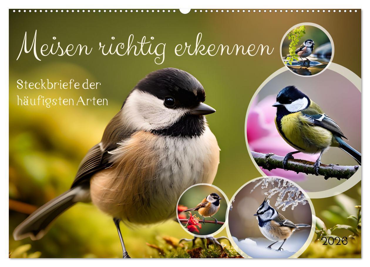 Meisen richtig erkennen (Wandkalender 2026 DIN A2 quer) CALVENDO Monatskalender