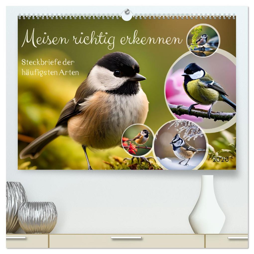 Meisen richtig erkennen (hochwertiger Premium Wandkalender 2026 DIN A2 quer) Kunstdruck in Hochglanz