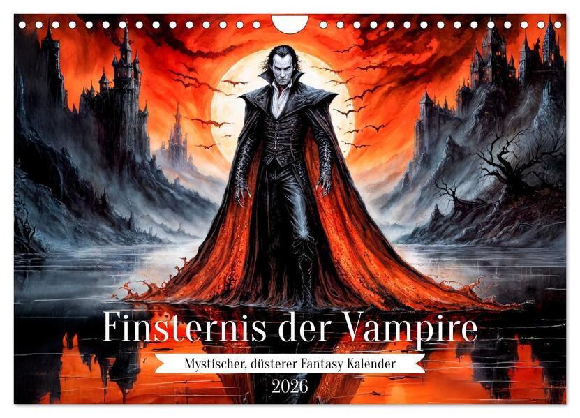 Finsternis der Vampire - Mystischer düsterer Fantasy Kalender (Wandkalender 2026 DIN A4 quer) CALVENDO Monatskalender