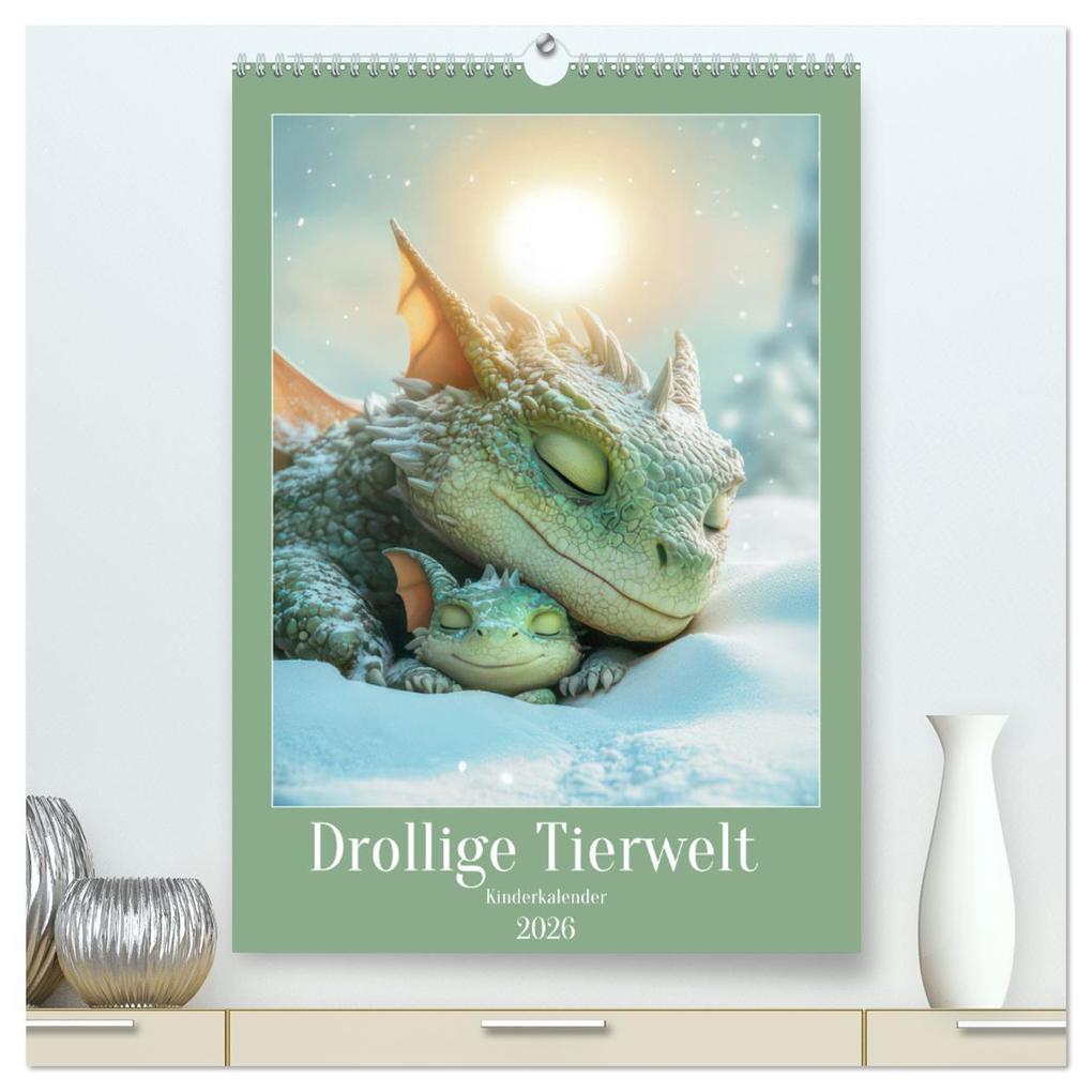 Drollige Tierwelt - Kinderkalender (hochwertiger Premium Wandkalender 2026 DIN A2 hoch) Kunstdruck in Hochglanz