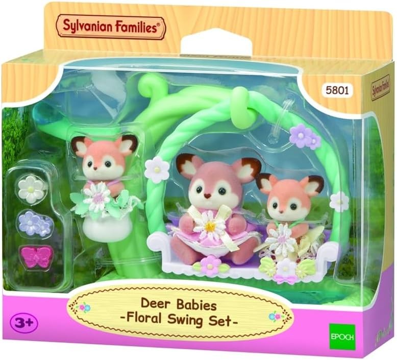 Sylvanian Families 5801 - Deer Babies Floral Swing Set Reh Babys mit Blumenschaukel Spielset