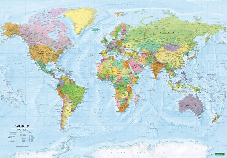 freytag & berndt Poster World map political - physical english 1:20 Mio.