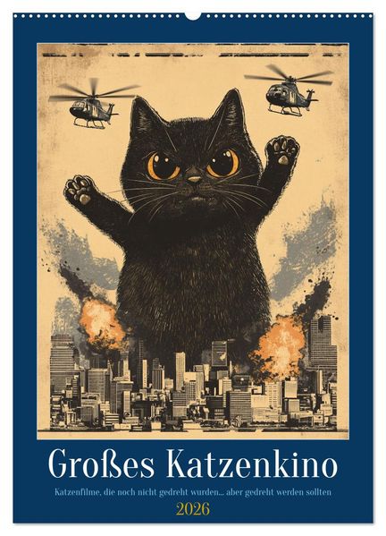 Großes Katzenkino (Wandkalender 2026 DIN A2 hoch) CALVENDO Monatskalender