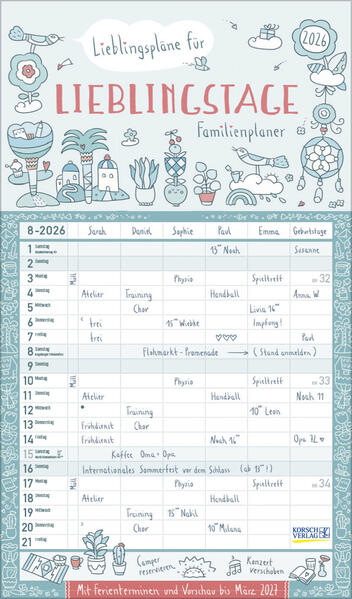 Familienplaner Lieblingspläne für Lieblingstage 2026