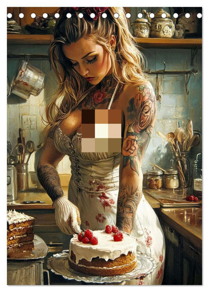Tattoo Girls and Cakes (Desk Calendar 2026 DIN A5 portrait) CALVENDO 12 Month DeskCalendar