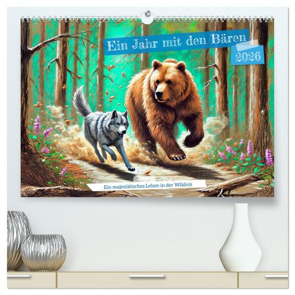 Ein Jahr mit den Bären - Ein majestätisches Leben in der Wildnis (hochwertiger Premium Wandkalender 2026 DIN A2 quer) Kunstdruck in Hochglanz