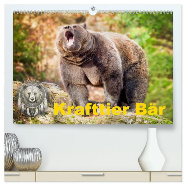Krafttier Bär (hochwertiger Premium Wandkalender 2026 DIN A2 quer) Kunstdruck in Hochglanz