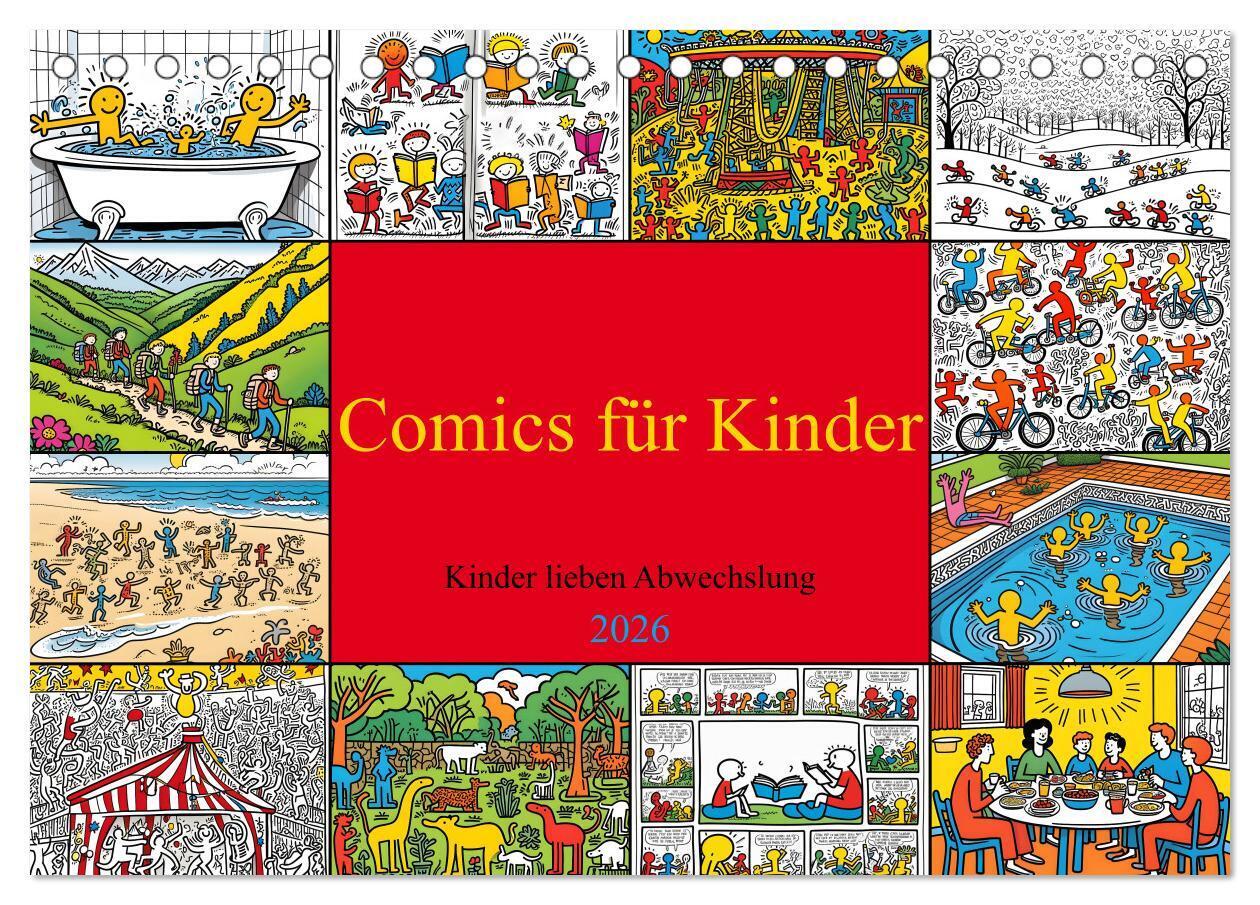 Comics für Kinder . Kinder lieben Abwechslung (Tischkalender 2026 DIN A5 quer) CALVENDO Monatskalender