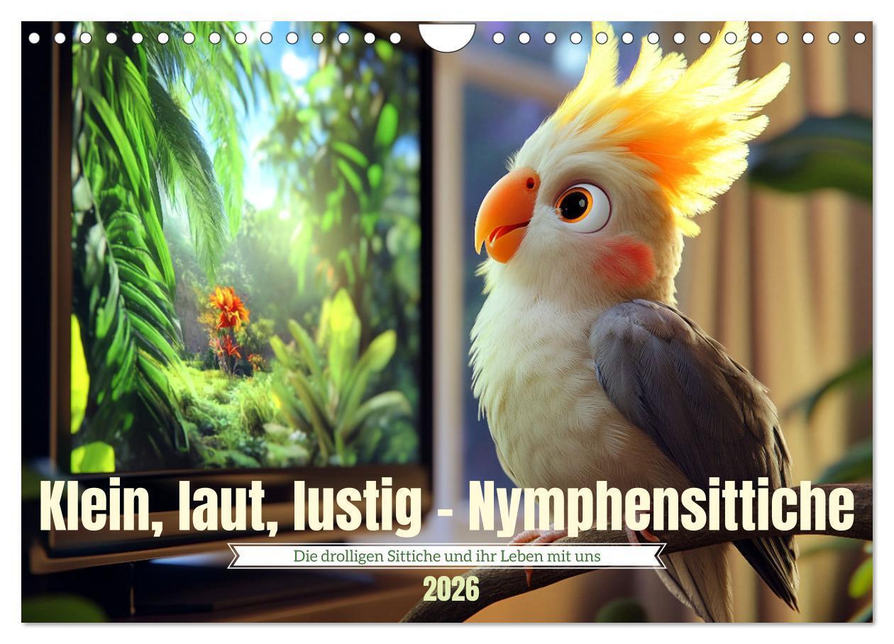 Klein laut lustig - Nymphensittiche (Wandkalender 2026 DIN A4 quer) CALVENDO Monatskalender